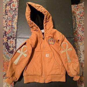 Carhartt Tan Hooded Jacket with Crown and Brass Ankh Patches